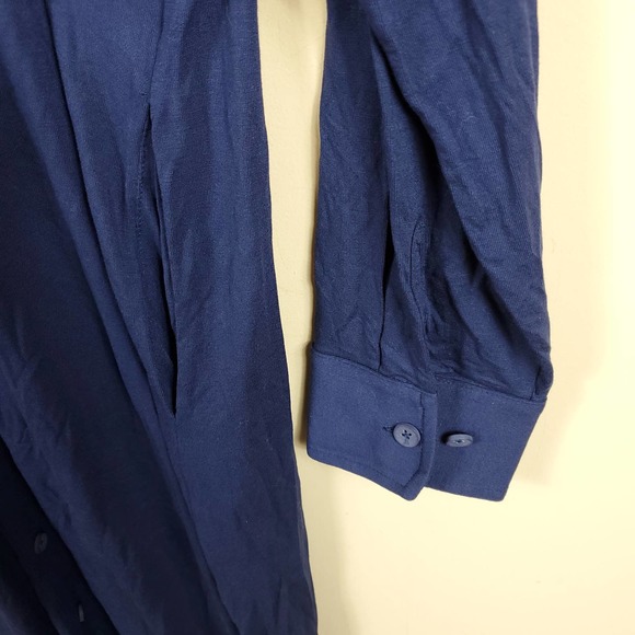 Universal Standard Sally Liquid Jersey Shirt Dress in Blue Size 10/12 - Picture 7 of 11